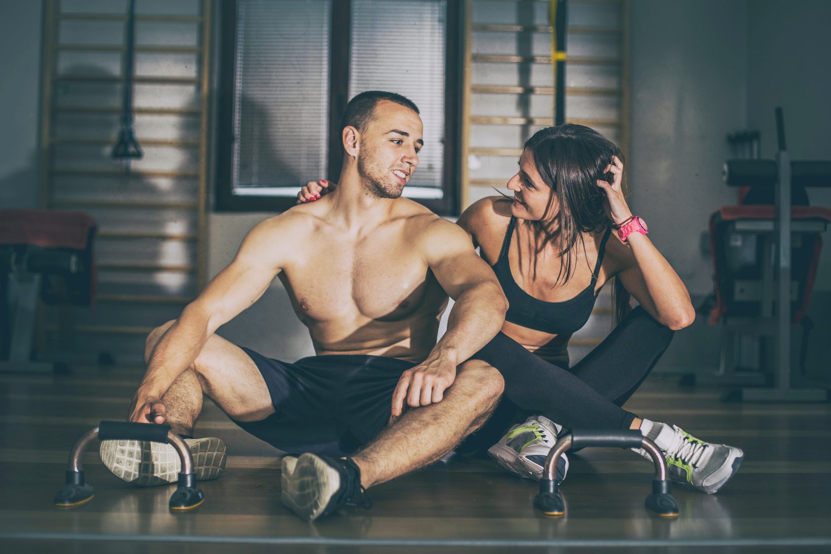 Fitness couple workout fit man and woman